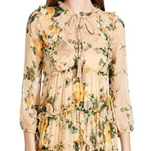 Yellow Floral Chiffon Dress